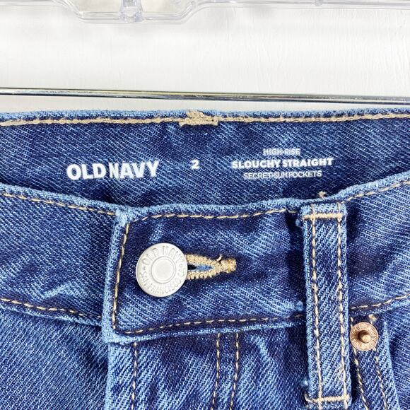 Old Navy Jeans High Rise Slouchy Straight Distressed Womens Size 2 - Picture 4 of 10